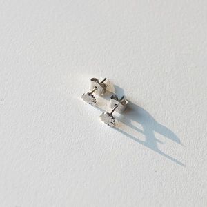 Dainty Silver Monstera Leaf Stud Earrings